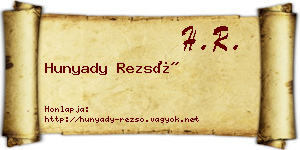 Hunyady Rezső névjegykártya